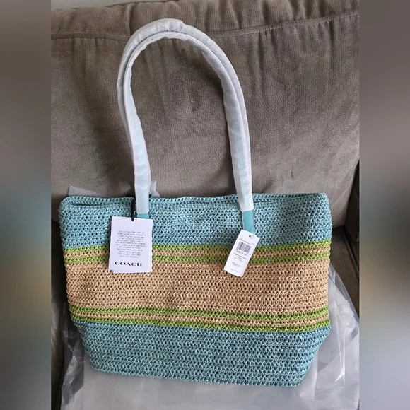 Coach Straw City Tote- New With Tags - Picture 2 of 6